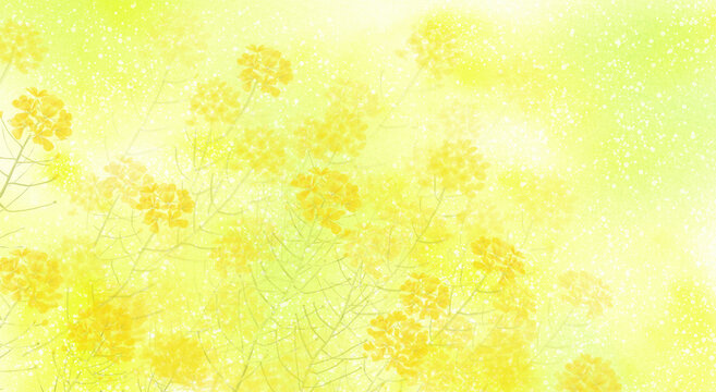 水彩で描いた幻想的な菜の花の背景