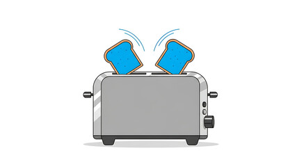 Toaster with toast popping up high.