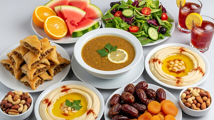 Variety of Middle Eastern Food Dishes.