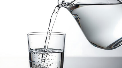 Water pouring into clear glass.