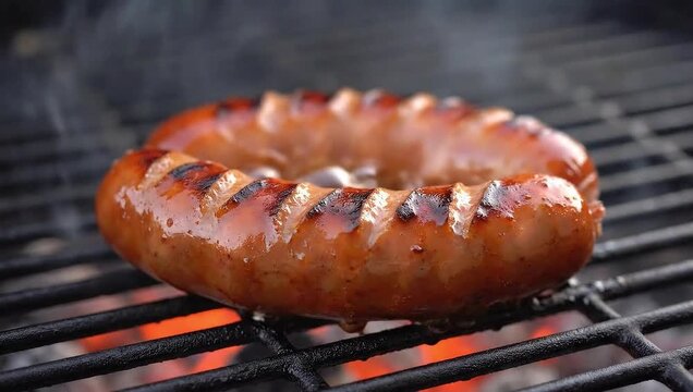 Grilled Sausage on BBQ - Summer Cookout