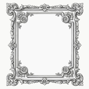 Ornate Baroque Frame with Floral Swirls - Vintage Decorative Border