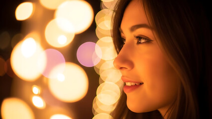 Young woman smiling with long hair.