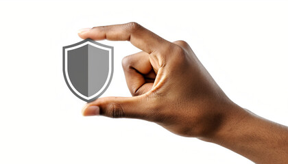 Hand holding shield symbol for protection and security