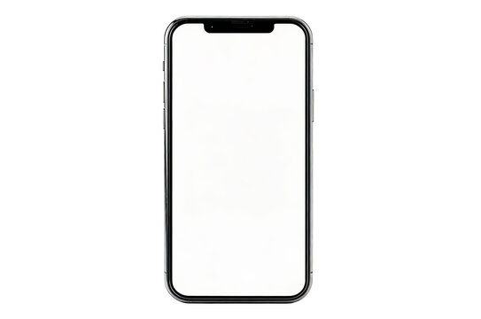 Modern Smartphone with Blank White Screen Front View