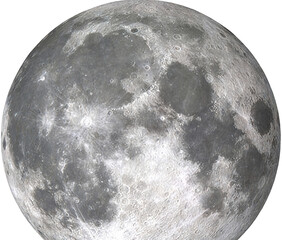 High-resolution image of the full moon's surface, showcasing craters, highlands, and dark lunar maria. Depicts natural celestial body features critical for astronomical studies and space exploration.