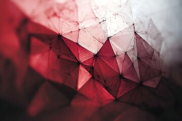 Abstract geometric shapes with red tones creating an intricate low poly pattern design