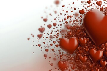 Red Hearts on White Background with Bokeh Effect Ideal for Valentine's Day or Romantic Themes