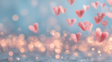 Hearts float in the air during a celebration or festive event