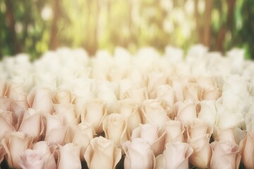 Soft Pastel Roses in a Bright Floral Arrangement with Gentle Natural Lighting