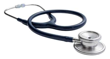 Blue medical stethoscope, a diagnostic tool used by healthcare professionals for auscultation. Essential equipment for medical examinations, detecting heart and lung sounds.