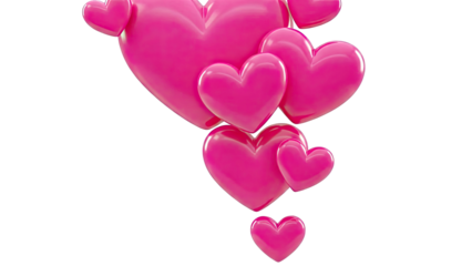 Cluster of Glossy Pink Hearts