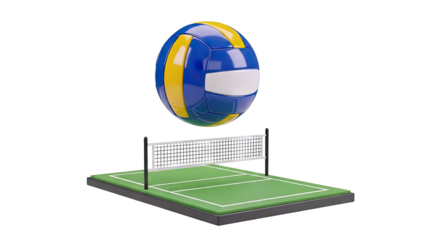 Volleyball with Court and Net