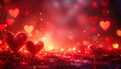 Decorative Valentines day background with bokeh lights red and heart.