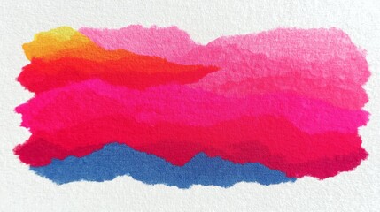 Vibrant abstract layered watercolor ink strokes in pink red and blue colors across textured paper surface