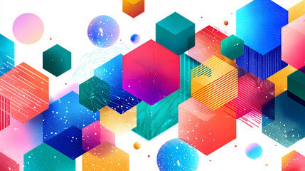 Abstract colorful geometric Happy New Year templates, stock vector style on a white background