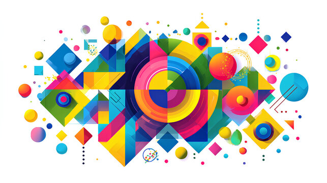 Abstract colorful geometric Happy New Year templates, stock vector style on a white background