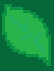 Obraz premium A vector art of a pixel art of a green leaf which can be use for symbolism or decoration. 