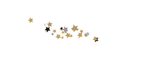 Vector illustration of golden, black, and silver stars as confetti, ideal for festive celebrations, parties, and decorative design elements.
