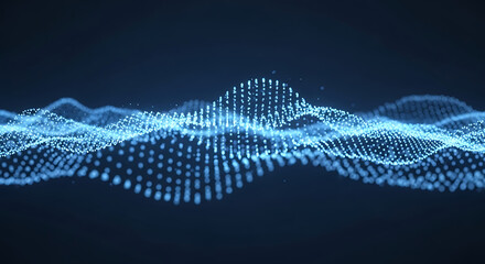 Blue Digital Waveform with Particles and Lines.