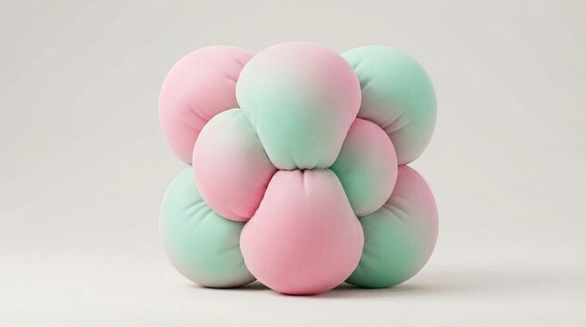 Abstract 3D Background with Soft Pastel Inflatable Shapes and Marshmallow Texture for Modern Design