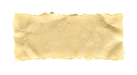 Vintage Textured Rough-Edged Blank Paper Banner with Crumpled Details and Rustic Fibers, Light Beige, Perfect for Message or Background Design, isolated on transparent background