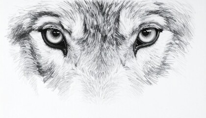Intense wolf eyes drawing with detailed fur texture and shading.