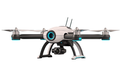 Modern White and Black Quadcopter Drone with Camera