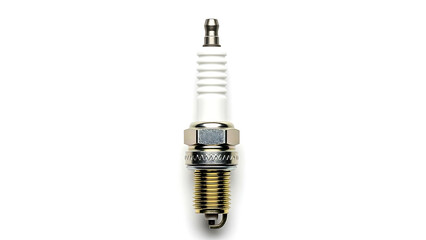Single spark plug with white ceramic insulator and metal threads