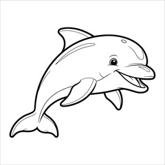 Obraz premium Cute dolphin vector illustration isolated on white background swimming in the ocean