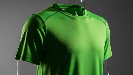 Bright Green Men's Athletic Performance T-Shirt Mockup on Invisible Mannequin