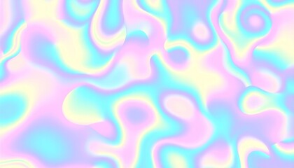 Vibrant pastel holographic background with swirling abstract shapes