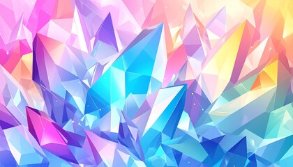 Obraz premium Vibrant crystal formation in shades of pink, blue, and yellow