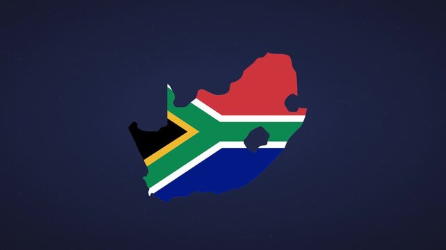 Silhouette of Africa filled with vibrant flag colors on dark backdrop