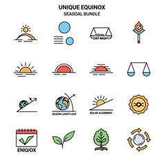 Equinox Seasonal Bundle Icons Set Illustration.