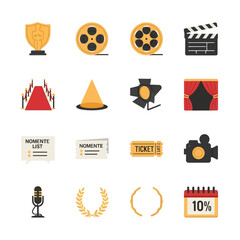 Film and Theater Icons Set Collection.
