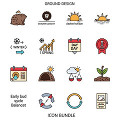 Seasonal Cycle Icon Set with Weather Symbols.