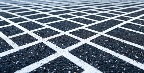 Fototapeta premium Close-Up of Black and White Diamond Patterned Tiled Floor