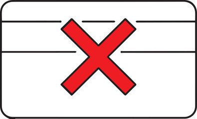 Fototapeta premium A minimalist vector icon of a credit card marked with a large red 