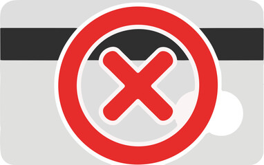 Obraz premium Flat vector icon of a grey credit card overlaid with a bold red 