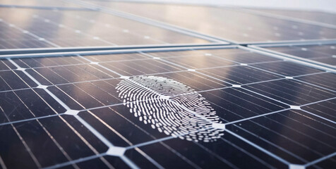 Close-up of fingerprint on solar panel surface