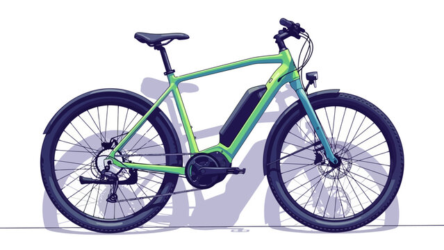 A sleek green electric bicycle viewed from the side showcasing its modern design and technology features on a clean white background
