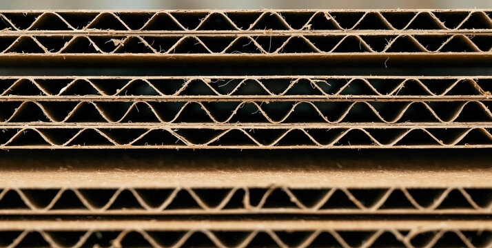 Close-up of corrugated cardboard showing detailed texture
