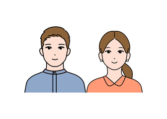 若いカップルのシンプルなベクターアイコンイラスト素材