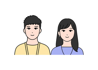 若いカップルのシンプルなベクターアイコンイラスト素材