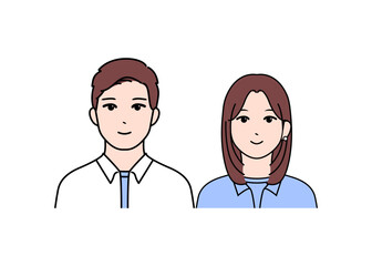 若いカップルのシンプルなベクターアイコンイラスト素材