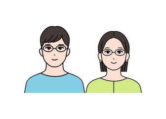 若いカップルのシンプルなベクターアイコンイラスト素材