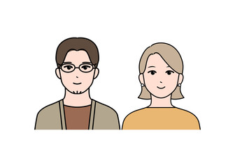 若いカップルのシンプルなベクターアイコンイラスト素材