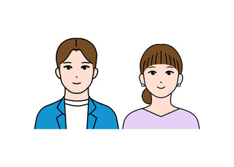 若いカップルのシンプルなベクターアイコンイラスト素材