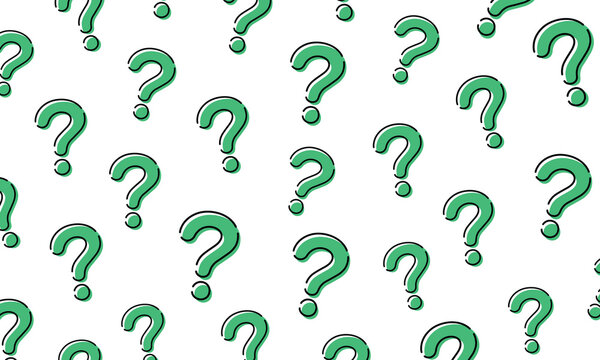 Vector Green Question Marks On White Background